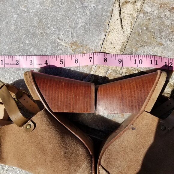 Joe's Jeans Taupe Petra Stone Tan Suede Peep Toe B - Picture 10 of 15